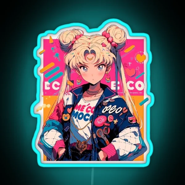 Sailor Moon Bubble Colors RGB Neon Sign
