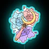 Sailor Moon Magical Moonstick wand with vibrant peony flowers glow