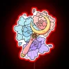 Magical Sailor Moon Moonstick wand with peony flowers in neon.