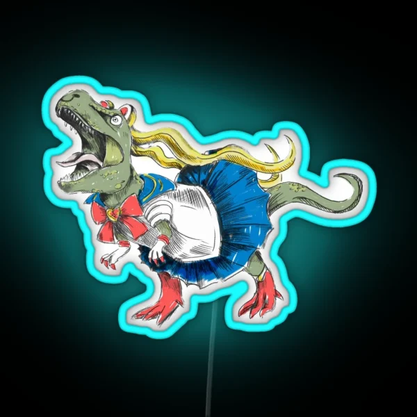 Sailor Moon X T Rex RGB Neon Sign