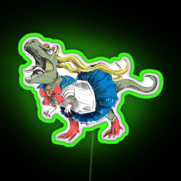 Sailor Moon X T Rex RGB Neon Sign