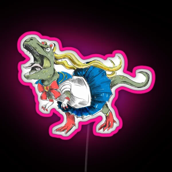 Sailor Moon X T Rex RGB Neon Sign