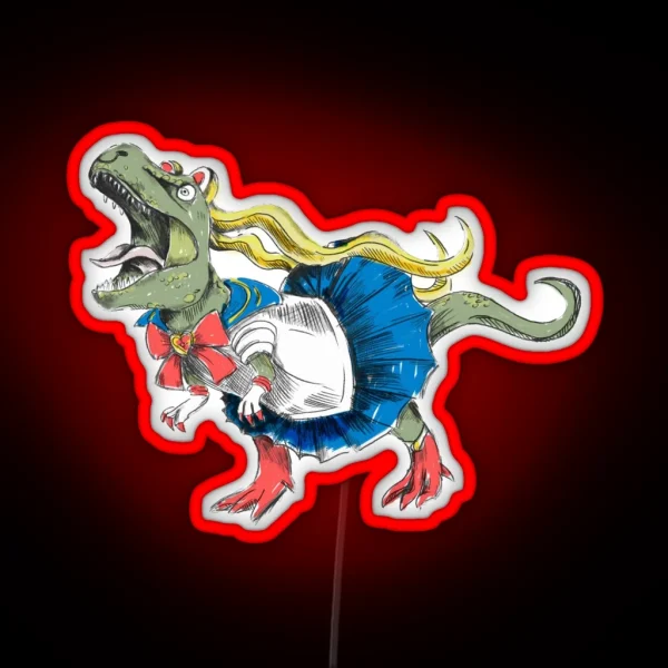 Sailor Moon X T Rex RGB Neon Sign