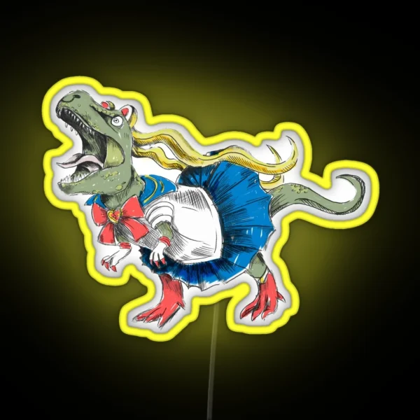 Sailor Moon X T Rex RGB Neon Sign