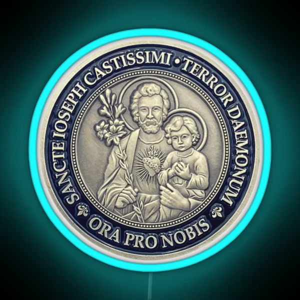 Saint Joseph Terror Of Demons San Giuseppe St Joseph RGB Neon Sign