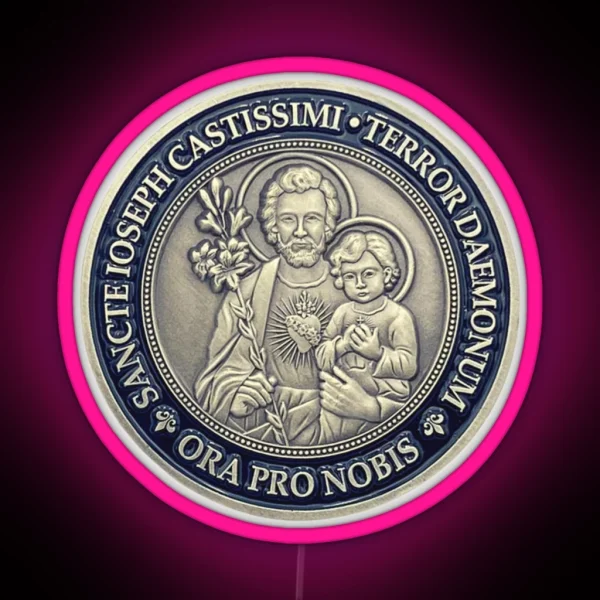 Saint Joseph Terror Of Demons San Giuseppe St Joseph RGB Neon Sign
