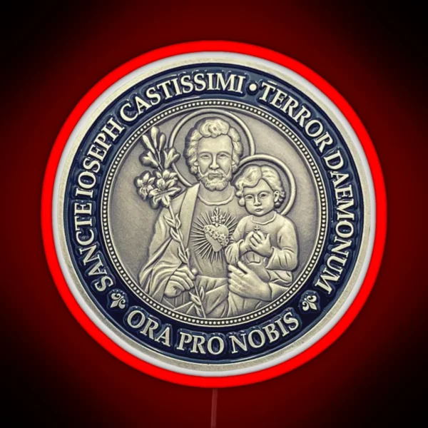 Saint Joseph Terror Of Demons San Giuseppe St Joseph RGB Neon Sign