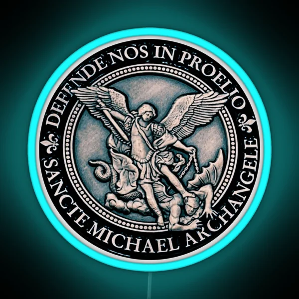 Saint Michael Archangel Medal St Michael RGB Neon Sign