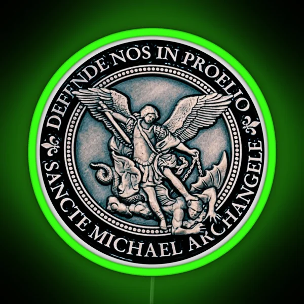 Saint Michael Archangel Medal St Michael RGB Neon Sign