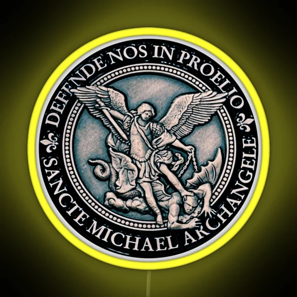 Saint Michael Archangel Medal St Michael RGB Neon Sign