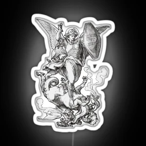 Saint Michael Fighting The Dragon RGB Neon Sign