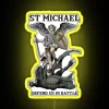 Saint Michael's Angelic Defense Shield Glows Brightly with Vibrant RGB Neon