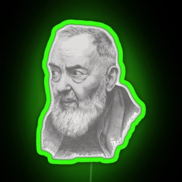 Saint Padre Pio Portrait RGB Neon Sign