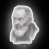 Iconic Portrait of Saint Padre Pio in Vibrant Neon Colors