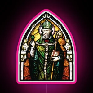Saint Patrick Christian Church Glass Celtic Pattern Decoration Ireland Vintage Medieval Irish HD High Quality Online Store RGB Neon Sign