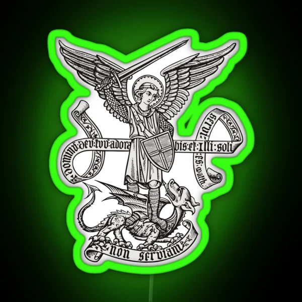 Saint St Michael Catholic Archangel Angel Defender RGB Neon Sign