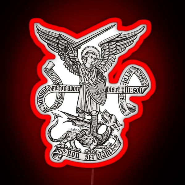 Saint St Michael Catholic Archangel Angel Defender RGB Neon Sign