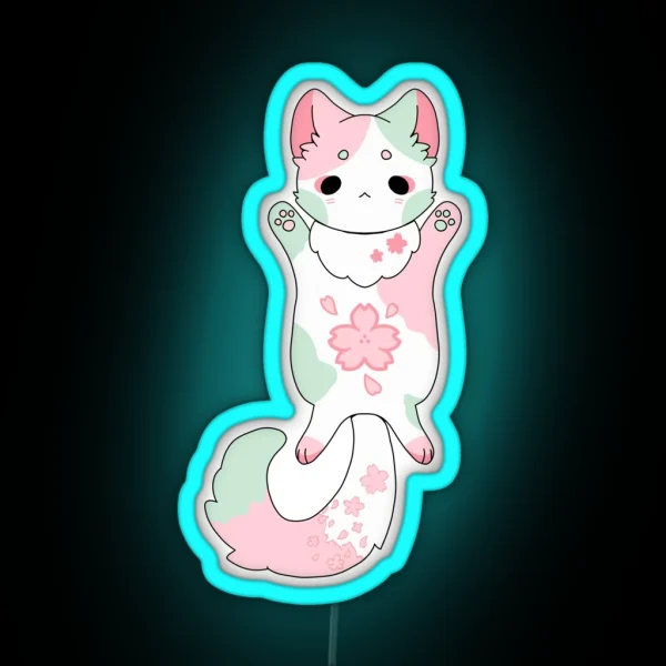 Sakura Flower Kawaii Neko RGB Neon Sign