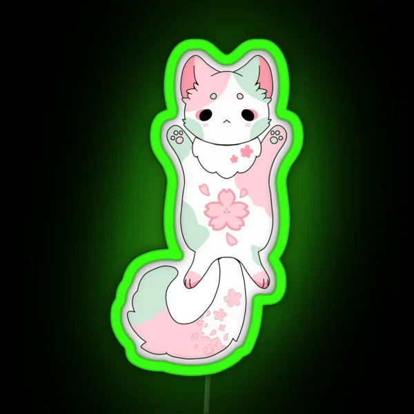 Sakura Flower Kawaii Neko RGB Neon Sign