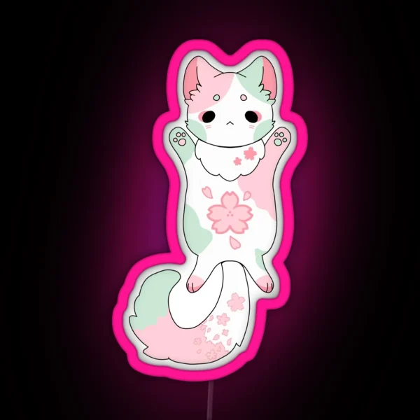 Sakura Flower Kawaii Neko RGB Neon Sign