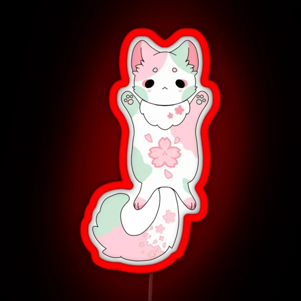 Sakura Flower Kawaii Neko RGB Neon Sign