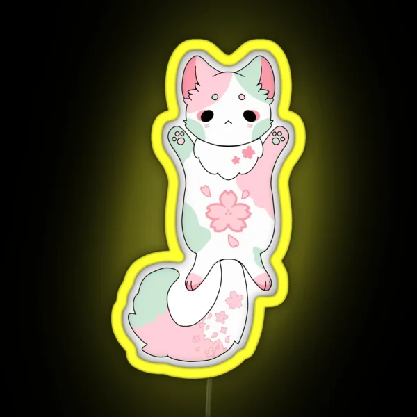 Sakura Flower Kawaii Neko RGB Neon Sign