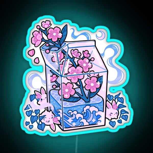 Sakura Milk Box RGB Neon Sign