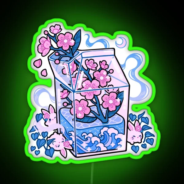 Sakura Milk Box RGB Neon Sign