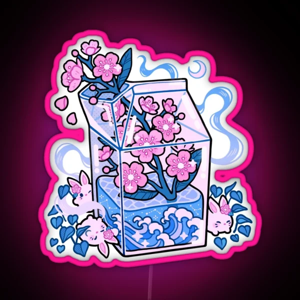 Sakura Milk Box RGB Neon Sign