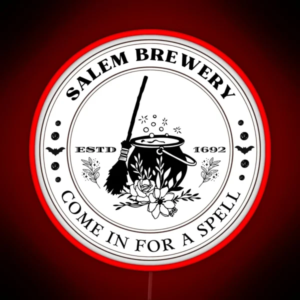 Salem Witch Brewery Vintage Halloween Design RGB Neon Sign