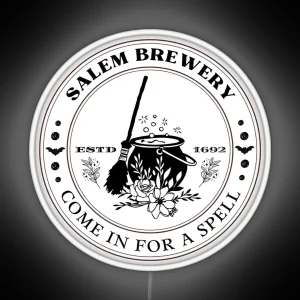 Salem Witch Brewery Vintage Halloween Design RGB Neon Sign