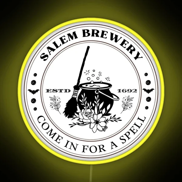 Salem Witch Brewery Vintage Halloween Design RGB Neon Sign