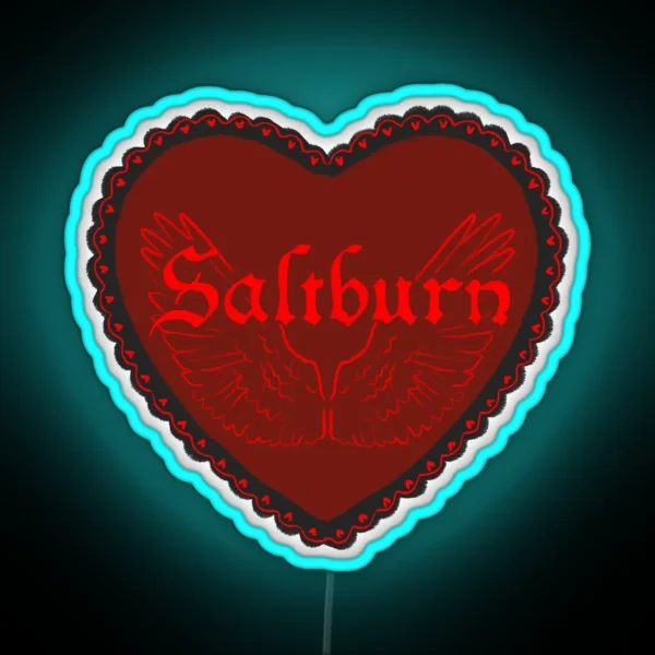 Saltburn Film Heart Angel Wings Logo Led RGB Neon Sign