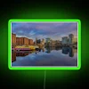 Vibrant Neon Sign with Long Exposure Effect at Salthouse Dock