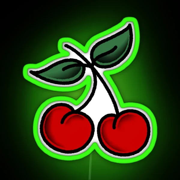 Salty Dog American Traditional Folk Art Cherries RGB Neon Sign