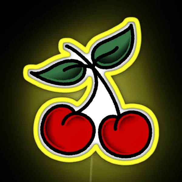 Salty Dog American Traditional Folk Art Cherries RGB Neon Sign