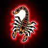 Vibrant American traditional scorpion design with colorful RGB neon lighting.