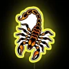 Vintage retro American bar neon sign with colorful scorpion design