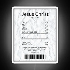 Salvation Receipt Jesus Paid It All RGB Neon Sign