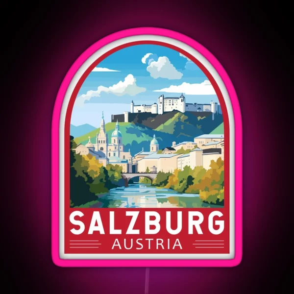 Salzburg Austria Travel Art Emblem RGB Neon Sign