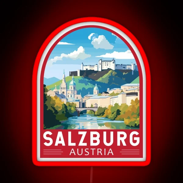 Salzburg Austria Travel Art Emblem RGB Neon Sign