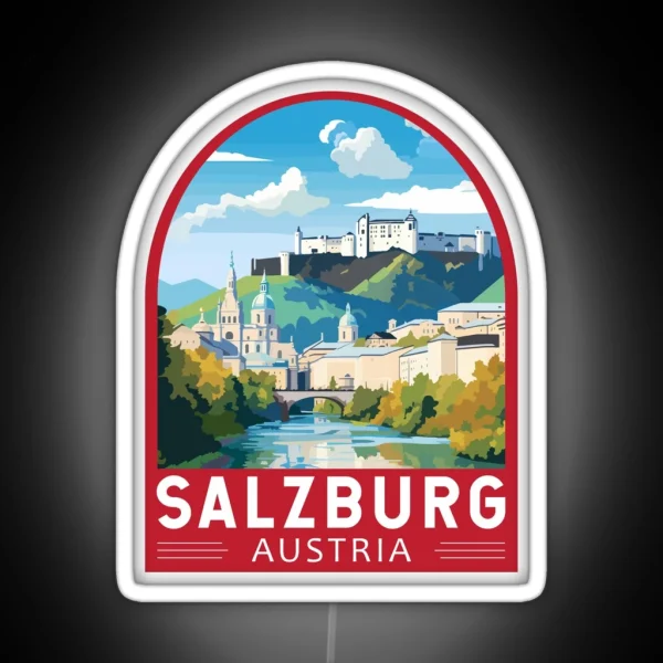 Salzburg Austria Travel Art Emblem RGB Neon Sign
