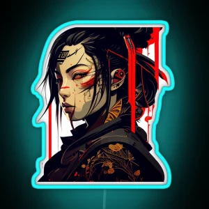 Samurai Girl Cyberpunk Version RGB Neon Sign