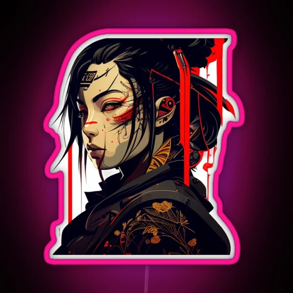 Samurai Girl Cyberpunk Version RGB Neon Sign