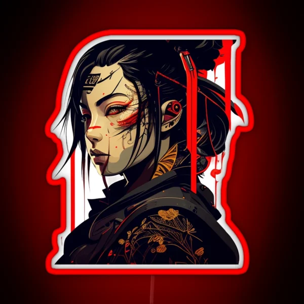 Samurai Girl Cyberpunk Version RGB Neon Sign