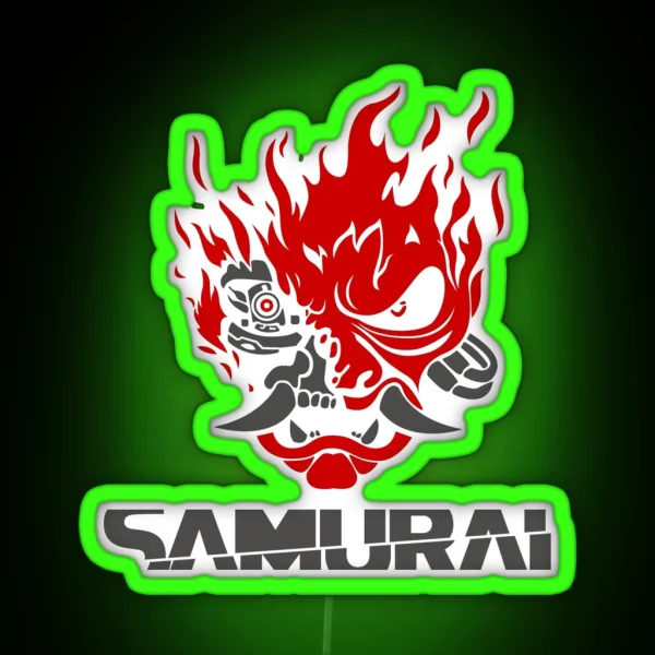 Samurai Logo White Background Improved RGB Neon Sign