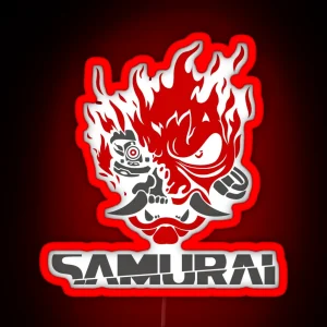 Samurai Logo White Background Improved RGB Neon Sign