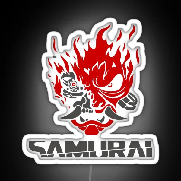 Samurai Logo White Background Improved RGB Neon Sign