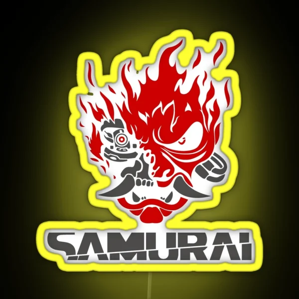 Samurai Logo White Background Improved RGB Neon Sign