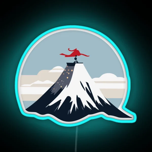 Samurai On A Snowy Mountain RGB Neon Sign